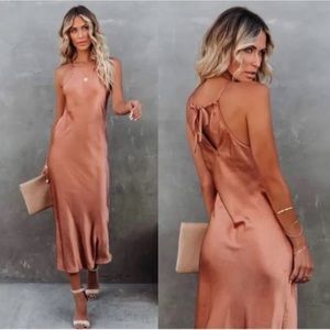 Vici Melise Satin Halter Midi Dress